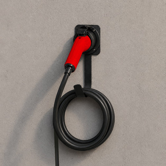 EV Laadkabel Houder voor Type 2, Heavy Duty Wandhouder met Kabelhaak, Weerbestendig & Ruimtebesparend